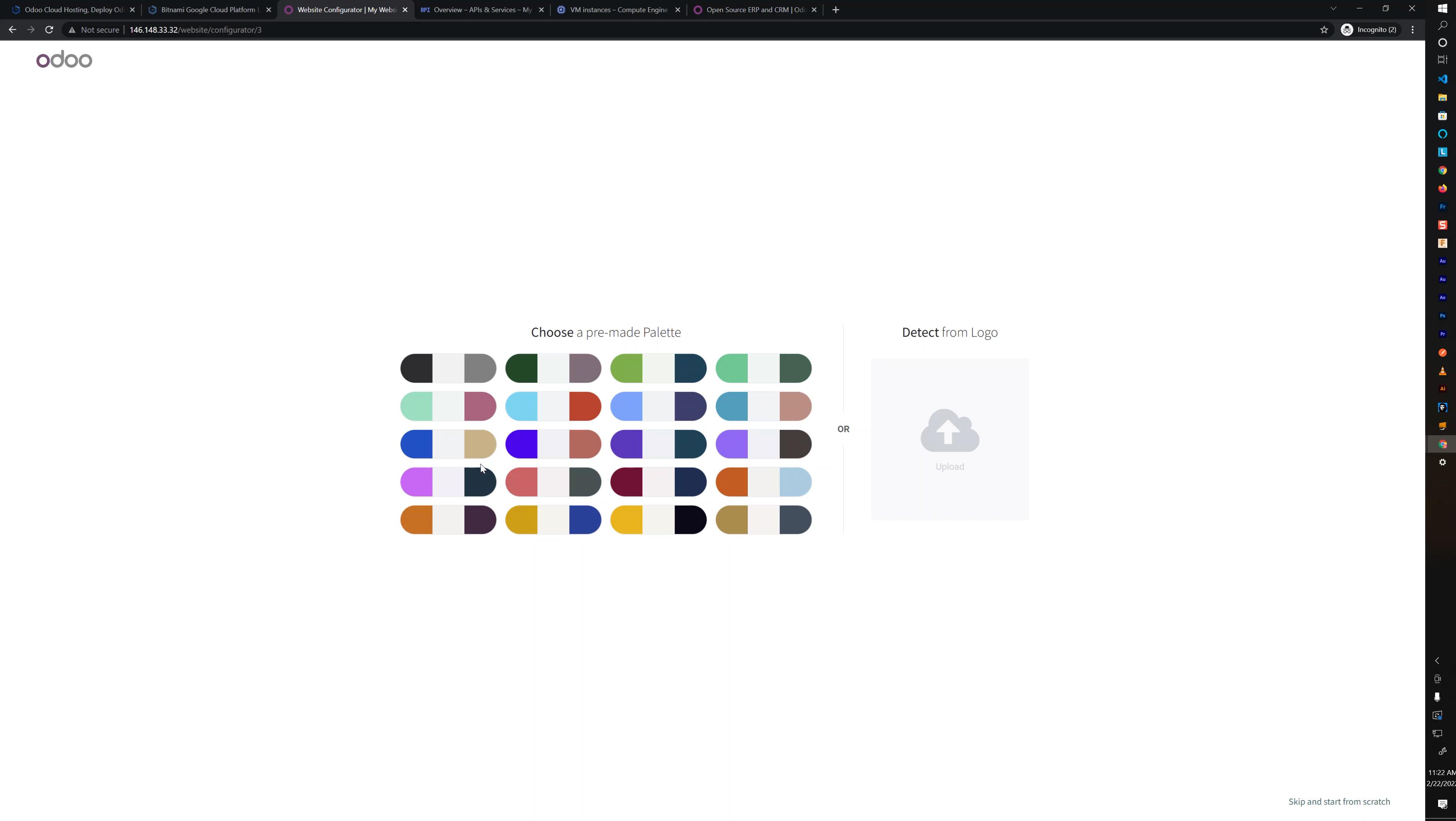 Step 23 Choose the color theme of your new odoo app website